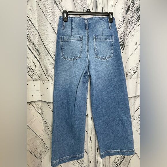 Zara Jeans High Waisted Wide Leg Ankle Size 2 - Picture 3 of 6